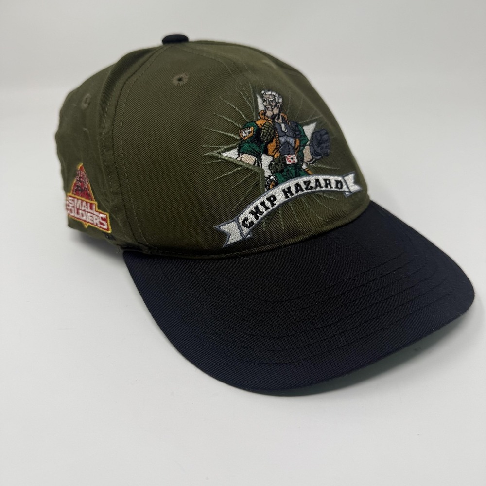Vintage Small Soldiers Chip Hazard Hat Cap Snap Back Mens One Size Green 90s